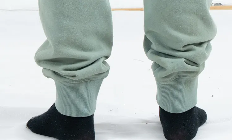 Sage Green Jogger Pants with Ribbed Ankle Cuffs