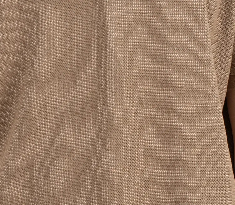 Textured Brown Short Sleeve Polo Shirt with Three-Button Placket