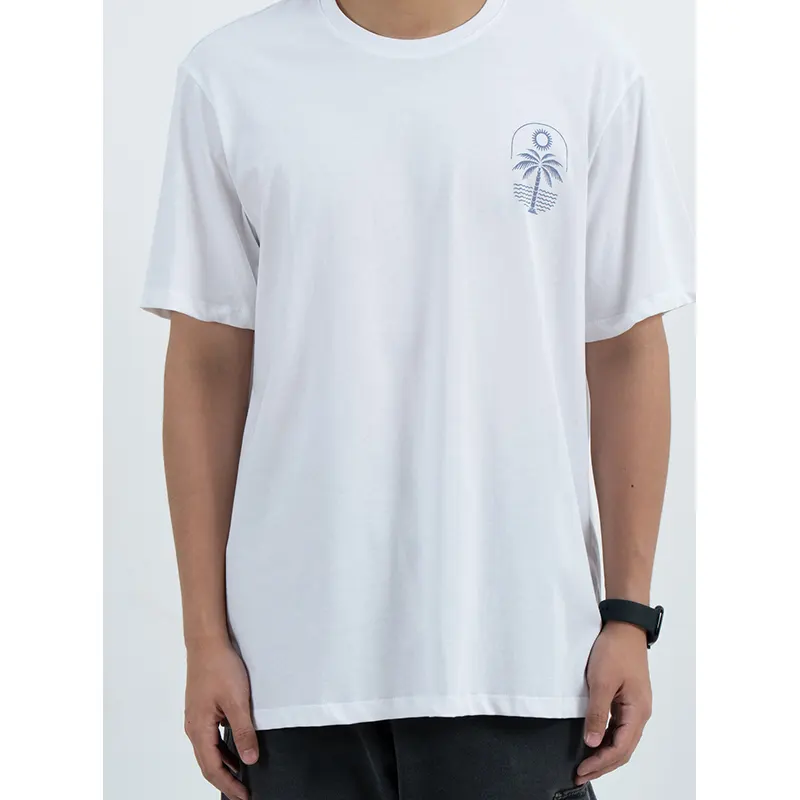 Lässiges T-Shirt mit Rundhalsausschnitt und Palmengrafik auf Brust und Rücken